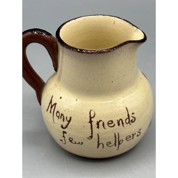 Vtg Ceramic Pitcher Creamer Torquay Many Friends Few Helpers" Made In England - Picture 4 of 7